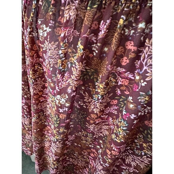 Mason and Belle Floral Flowy Burgundy Floral Blouse Size Large - Picture 3 of 7